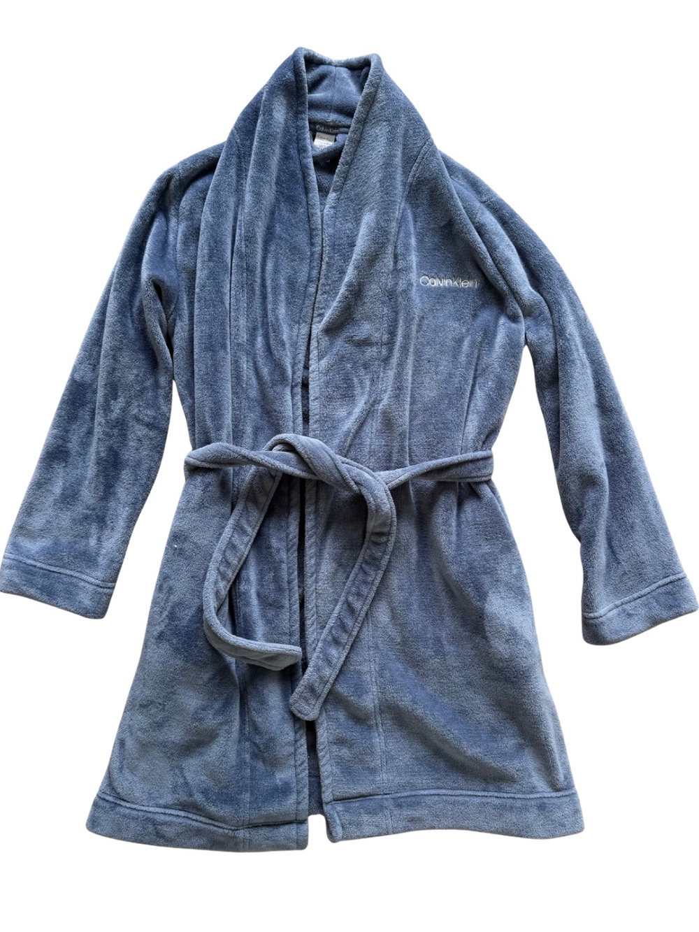 Calvin Klein Slate Blue Plush Shawl Collar Robe
